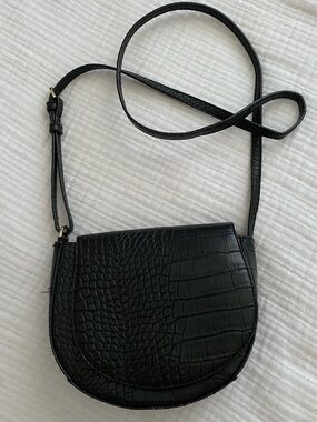 a new day Black Croc-Embossed Saddle Crossbody Bag